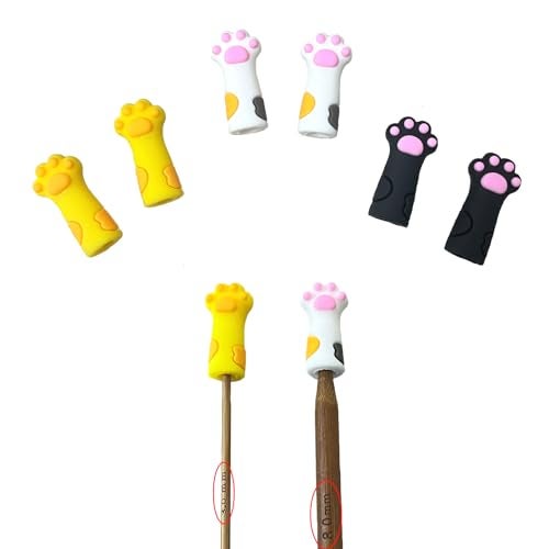 SPANSEE 6 PCS Stitch Stoppers for Small Knitting Needles, Knitting Accessories fit Sizes US 2.5-11 (3mm-8mm) Needles, Knitting Point Protectors, Knitting Needle Caps, Cat Paw Knitting Needle Stoppers - Image 1