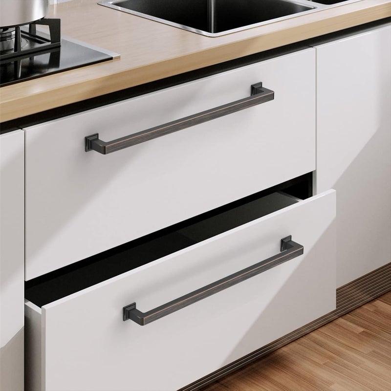 9BUILD 6 Pack 15 Inch Cabinet Handles Oil Rubbed Bronze Cabinet Pulls Long Kitchen Cabinet Handles Bronze Cabinet Hardware Wardrobe Pulls Kitchen Handles for Cabinets Bronze Cabinet Handles - Image 2