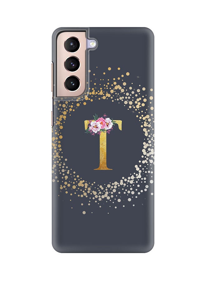 Stylizedd Monogram Slim Cover for Samsung Galaxy S21 Plus 5G Case Custom Initials Letter Floral Pattern Snap Series Mobile Cover Matte Alphabet  - T (Grey) - Image 1