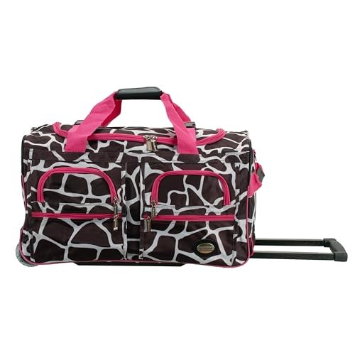Rockland unisex-adult Rolling Duffel Bag, Pink Giraffe, 22-Inch - Image 1