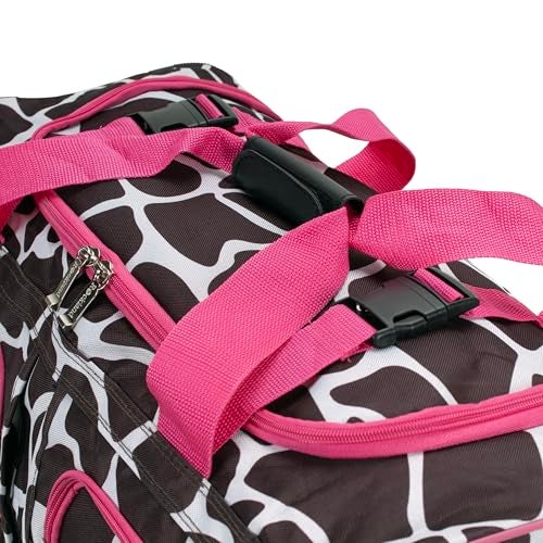 Rockland unisex-adult Rolling Duffel Bag, Pink Giraffe, 22-Inch - Image 3