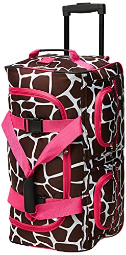 Rockland unisex-adult Rolling Duffel Bag, Pink Giraffe, 22-Inch - Image 4