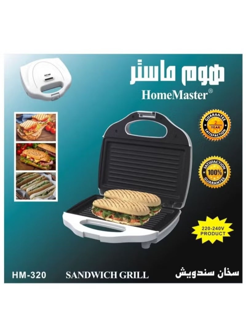 Home Master Sandwich Grill, Non-Stick Plate, 750W, Model HM-320 - Image 1