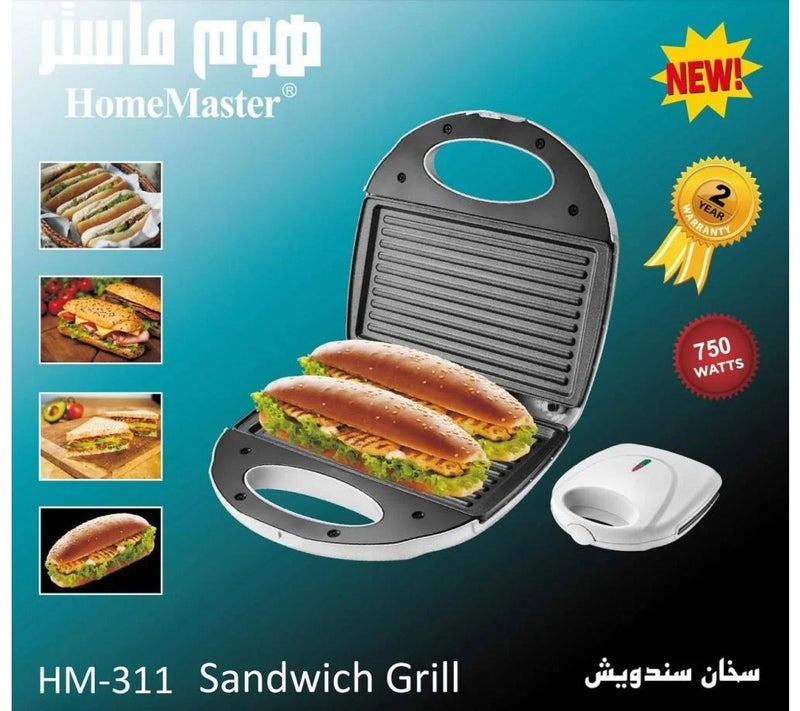 Home Master Sandwich Grill, Non-Stick Plate, 750W, Model HM-311 - Image 1