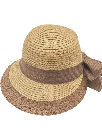 تيزجيلسين Women's Bow Organic Straw Summer Hat