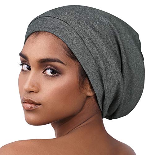 Alnorm Soft Stretchy Sleep Cap Unisex Skull Cap Chemo Hat for Cancer Patients Dark Grey