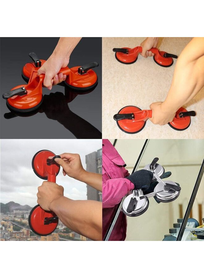Triple Glass Suction Cups Heavy Duty Aluminum Vacuum Plate Handle Glass Holder Hooks to Lift Large Glass, Tile Suction Cup Lifter, Triple Suction Cups for Moving Glass, Window, Granite - Image 4