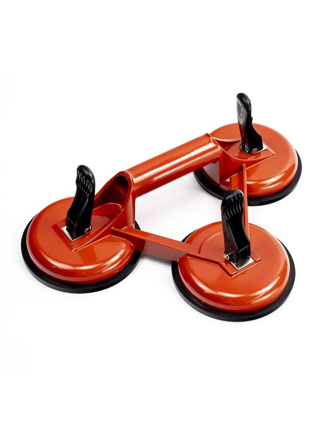 Triple Glass Suction Cups Heavy Duty Aluminum Vacuum Plate Handle Glass Holder Hooks to Lift Large Glass, Tile Suction Cup Lifter, Triple Suction Cups for Moving Glass, Window, Granite - Image 1