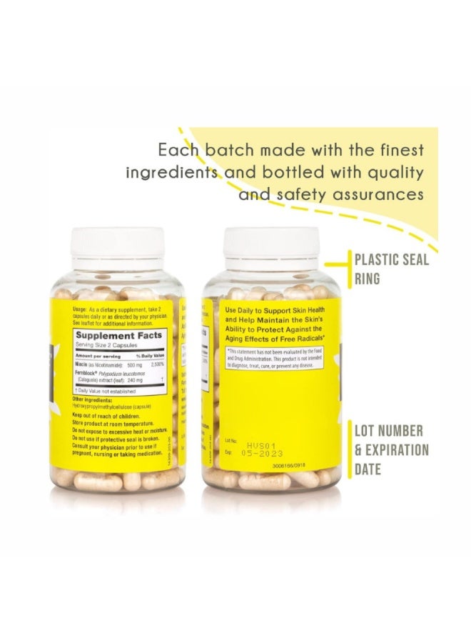 Heliocare Advanced Niacin B3 Supplement，Antioxidant Rich Vitamin B3 Niacin 500 mg，Supports Skin Cell Health，120 Vegan Capsules - Image 2