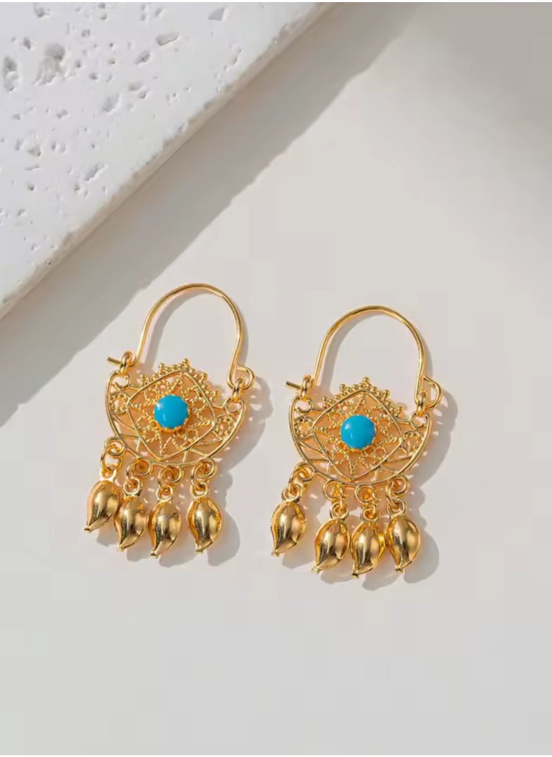 sixtyfour - Elegant 21k Gold Plated Earrings For Women - Image 1