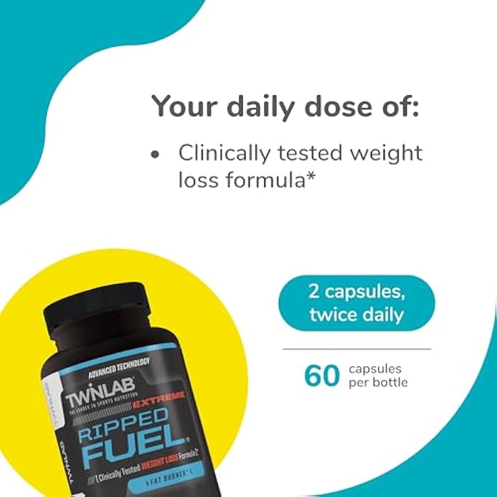 Twinlab Ripped Fuel Extreme - Energy Supplement to Support Weight Management & Muscle Health - 60 Capsules - Image 3