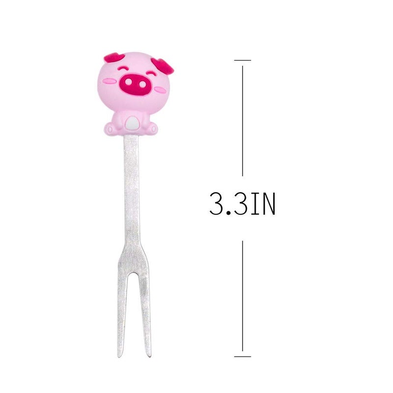 AUEAR Set of 6 Stainless Steel Fruit forks Cute Animal Food Picks Dessert for Bento Lunch Box, Party Choose - Image 2