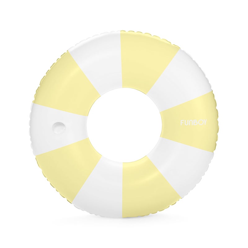FUNBOY Giant Vintage Yellow Stripe Inflatable Tube Pool Float with Cup Holder 48 Large Pool Float for Adults Inner Tube Swimming Pool Toys Swim Rings Pool Lounger Float for Pool Party Summer