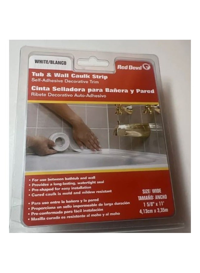 Red Devil Tub and Walk Caulk Strip White 1.5 Inch x 11 ft 151 - Image 1