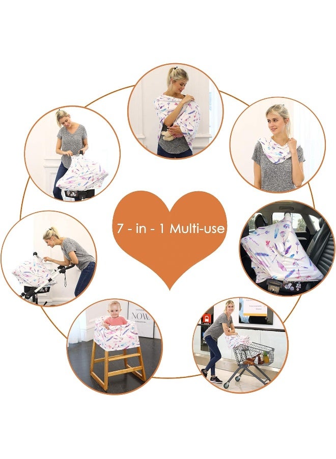 هيكوكو Car Seat Covers for Babies - Carseat Canopy, Multi-use Breastfeeding Covers, Girls and Boys Baby Shower Gifts - Image 4