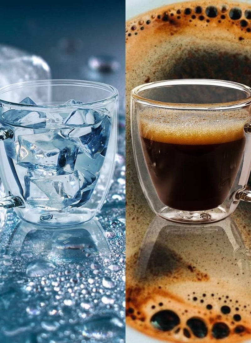 CATANES Set of 2Pieces Double Wall Glass Coffee Mug 150ml with Handle to Savor Hot Drinks Without Burning Your Hands Perfect for Cappucino Tea - Image 2