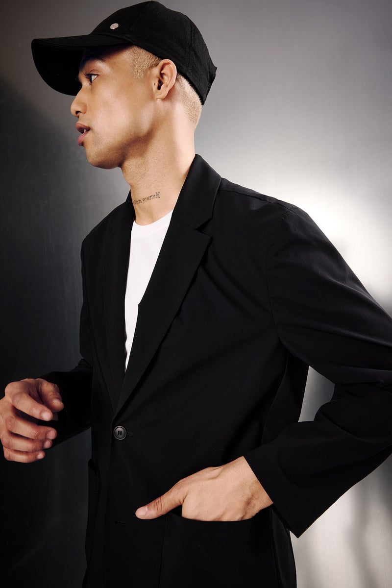 DeFacto Black Man Technical Fabric Stretch Blazer Casual - Image 3