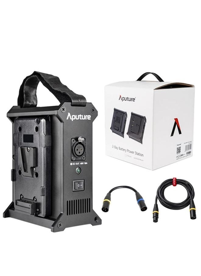 أبتشر - محطة طاقة Aputure ثنائية الفتحات لبطاريات V-Mount – وحدة طاقة خفيفة الوزن مع لوحة تحرير سريع، حزام ومشبك – متوافقة مع Nova P300c وسلسلة Amaran 100/200 - Image 1