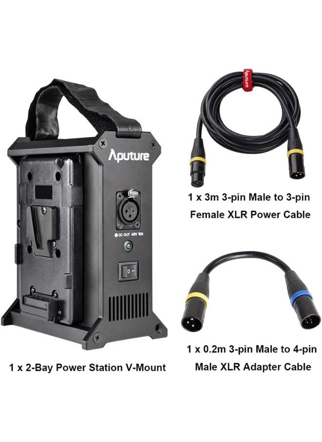 أبتشر - محطة طاقة Aputure ثنائية الفتحات لبطاريات V-Mount – وحدة طاقة خفيفة الوزن مع لوحة تحرير سريع، حزام ومشبك – متوافقة مع Nova P300c وسلسلة Amaran 100/200 - Image 1