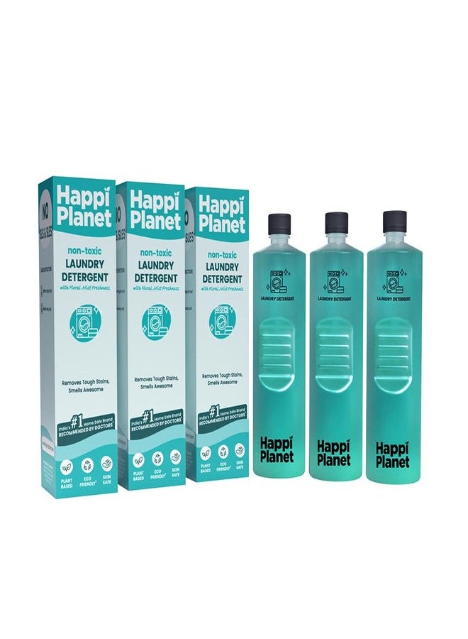 Happi Planet | Natural Laundry Liquid Detergent | 3000ml | Plant Based, Biodegradable, Non Toxic, Eco-Friendly, Organic, Herbal | Tough On Stains & Odour, Smells Awesome, Protects Colour, Baby Safe - Image 1