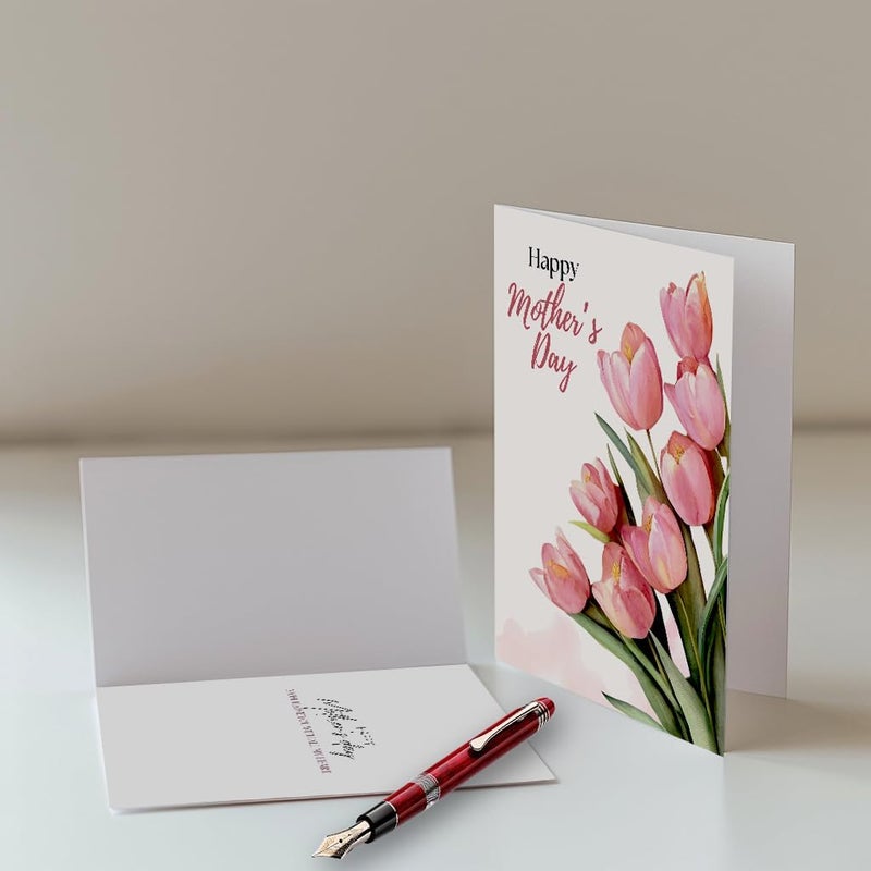 Paper Play Tulip Mother's Day Card - Botanical Floral Design Happy Mother's Day Card for Mom, 5"x7" Foldable - Image 5