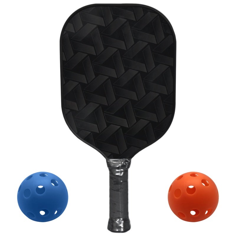 POWERTI Pickleball Paddle 1 Paddle & 2 69mm PE Plastic Pickleballs: Polypropylene Honeycomb Core Carbon Fiber Surface - Soft PU Leather Handle For Comfortable Grip Minimal Vibration Pickleball Racket For Pick - Image 1