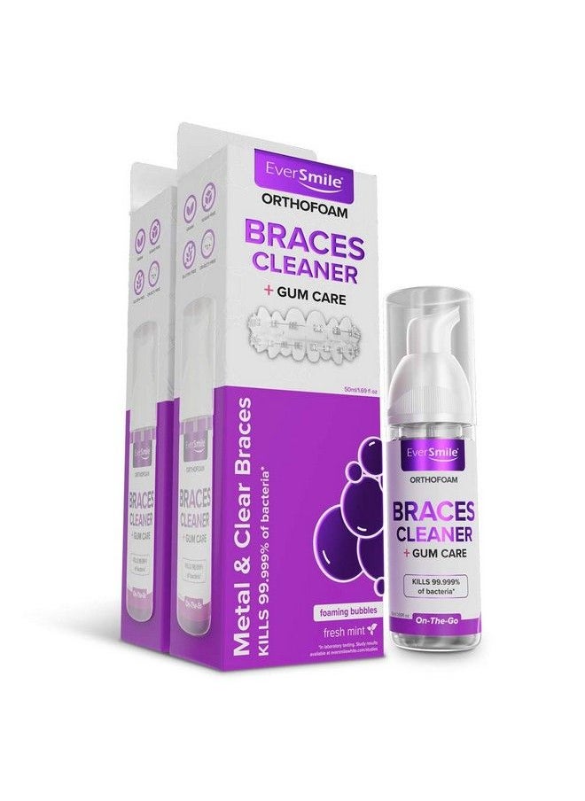 EverSmile Orthofoam Braces Cleaner Cleans Under Metal Ceramic Or Clear Brackets & Wires Brush Or Rinse With & Use In Trays Foaming Bubbles Whiten Teeth & Fight Plaque (Packaging May Vary) (2 Pack 50 Ml)  - Image 2