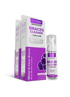 EverSmile Orthofoam Braces Cleaner Cleans Under Metal Ceramic Or Clear Brackets & Wires Brush Or Rinse With & Use In Trays Foaming Bubbles Whiten Teeth & Fight Plaque (Packaging May Vary) (2 Pack 50 Ml)  - Image 1