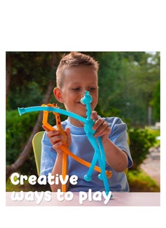 MAGIC VAULT 4 Pieces LED Telescopic Suction Cup Giraffe Toy, Shape Changing Telescopic Tube Fidget Toys, Pop Tubes, Fidget Tubes Sensory Toys for Girls Boys (Giraffe)  - Image 3