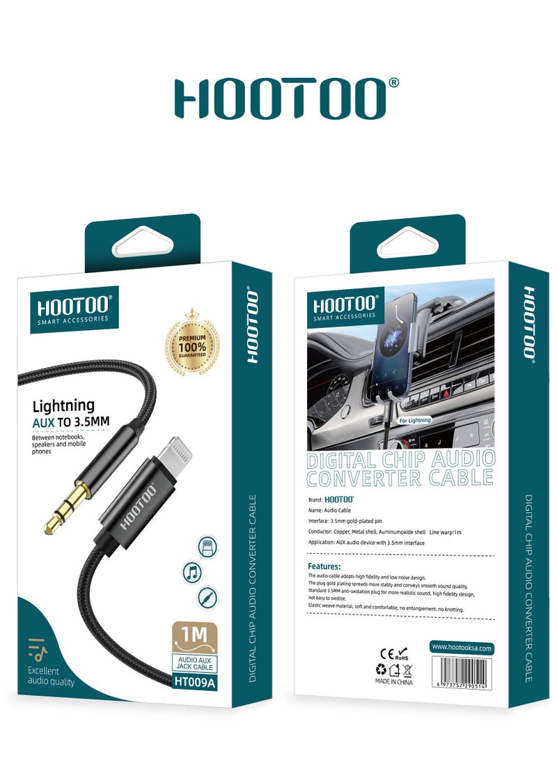 HooToo Original lightning to Aux 1M cable, strong cable for connecting the mobile phone to the car radio, made of cloth, clearer sound transmission.  - Image 3