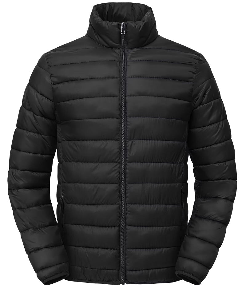 Zoofly Mens Puffer Jacket Waterproof Thermal Insulated Winter Coats Light Weight Padded Puffy Jackets for Travel Hiking with Zip Pockets Black 2XL - Image 1