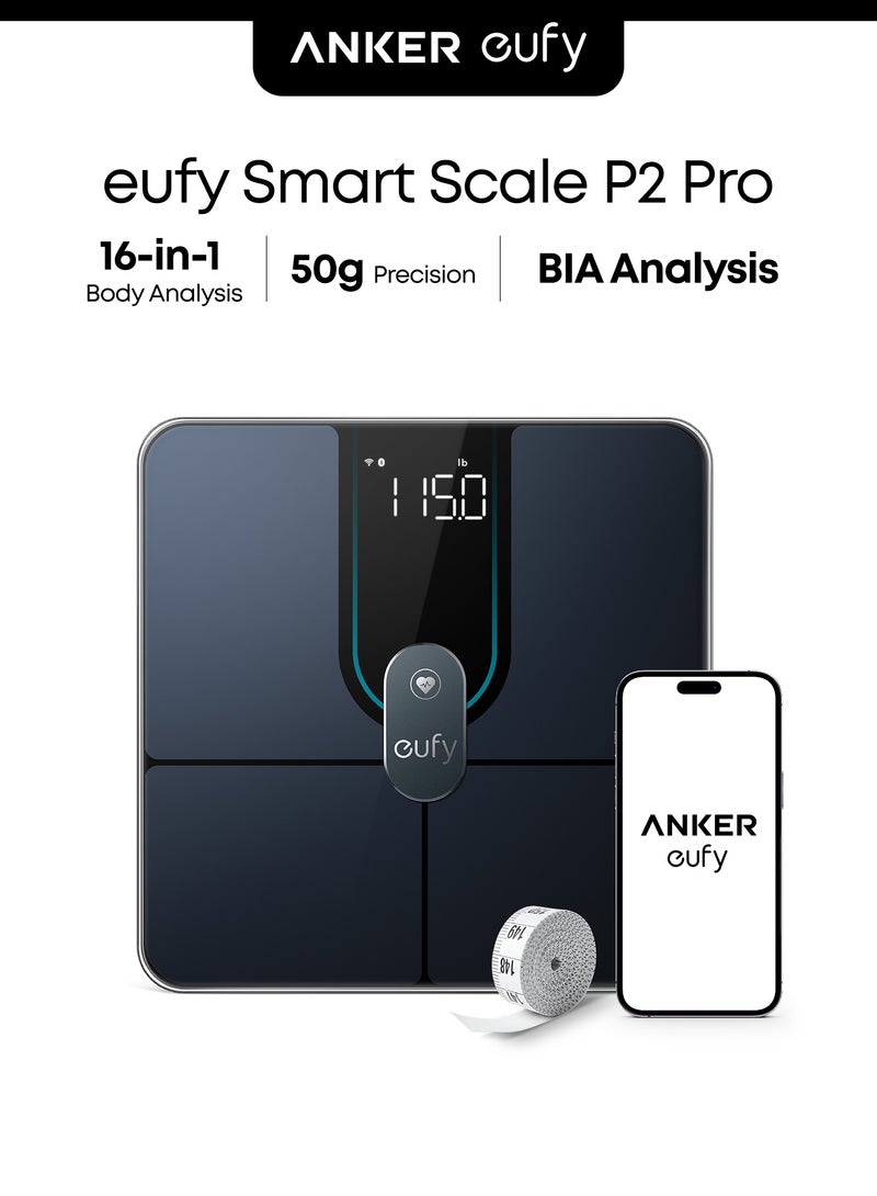 eufy Smart Scale P2 Pro Weight Scale With Wi-Fi Bluetooth 16 Measurements Including Heart Rate Body Fat Bmi Muscle And Bone Mass 3D Virtual Body Mode 50 G/0.1 Lb - Image 1
