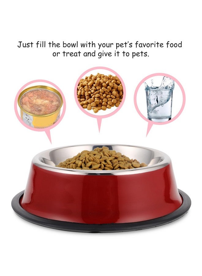 Balacoo Stainless Steel Dog Bowl: Non-Slip Food and Water Dish Food Feeding Basin Pet Feeding Bowl for Dogs and Cats, Red - Image 2