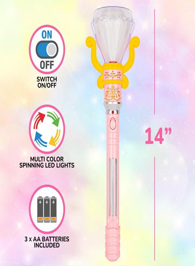 ArtCreativity Multi-Color Spinning Diamond Wand with LED Handle, 13.5 Inch Light Up Princess Wand for Kids, Fun Pretend Play Prop, Batteries Included, Birthday Gift for Boys & Girls- Colors May Vary - Image 3