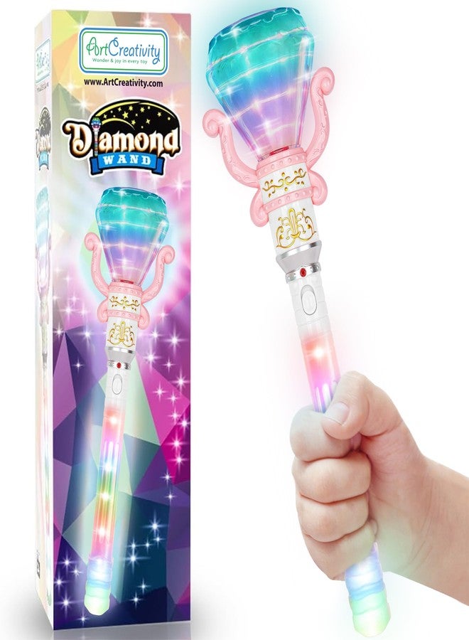 ArtCreativity Multi-Color Spinning Diamond Wand with LED Handle, 13.5 Inch Light Up Princess Wand for Kids, Fun Pretend Play Prop, Batteries Included, Birthday Gift for Boys & Girls- Colors May Vary - Image 1
