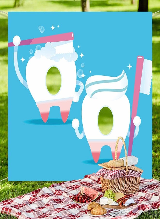 DZTRELFK Tooth Banner Fun Play Party Backdrop Large Teeth Face Dentist Theme Decor Decorations for Tooth Celebration Party Dental Graduation Birthday Decorations - Image 4