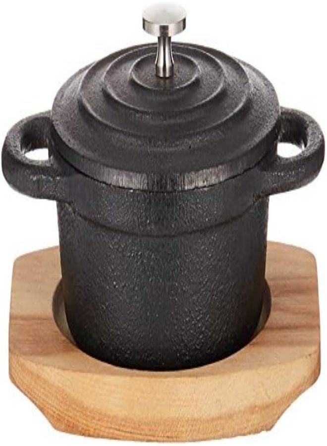 AKDC Kitchen Master Raj Round Cast Iron Casserole With Tray Black Cost12 - Image 3