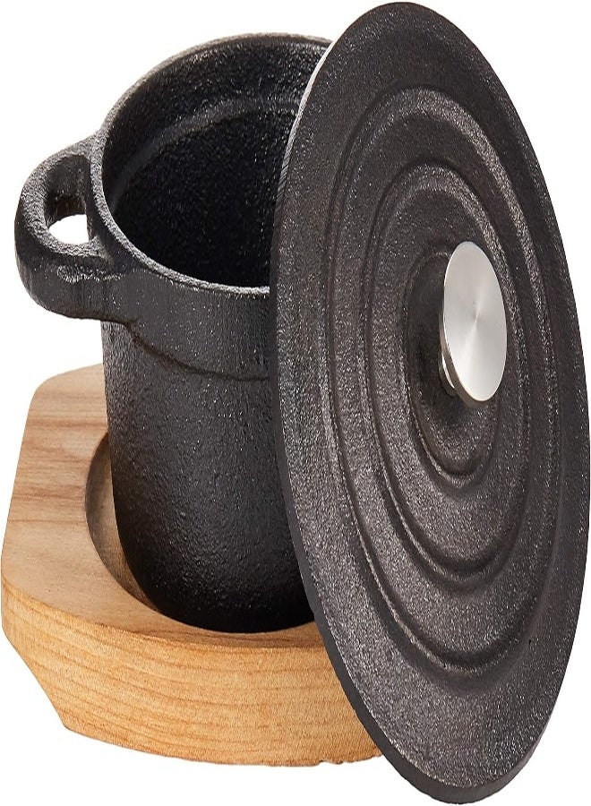 AKDC Kitchen Master Raj Round Cast Iron Casserole With Tray Black Cost12 - Image 5