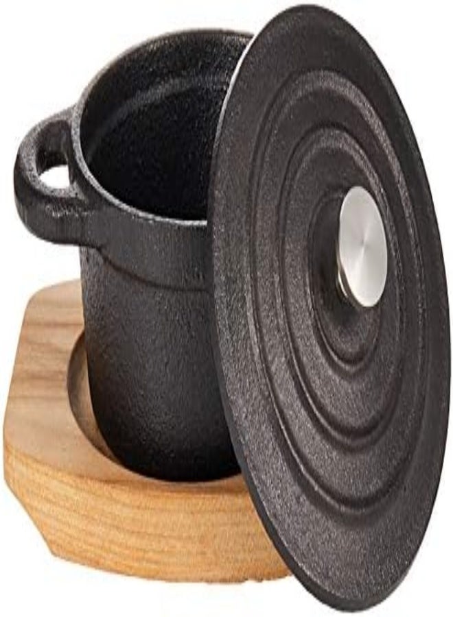 AKDC Kitchen Master Raj Round Cast Iron Casserole With Tray Black Cost12 - Image 4