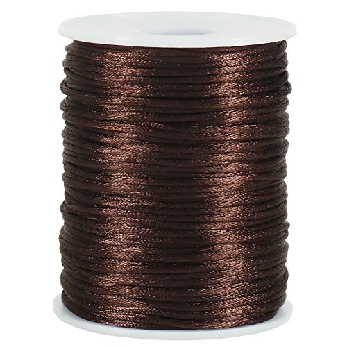 Tenn Well 2mm Satin Cord 295 Feet Brown Satin Nylon String for Macrame Bracelets Necklaces Jewelry Making Beading Arts and Crafts