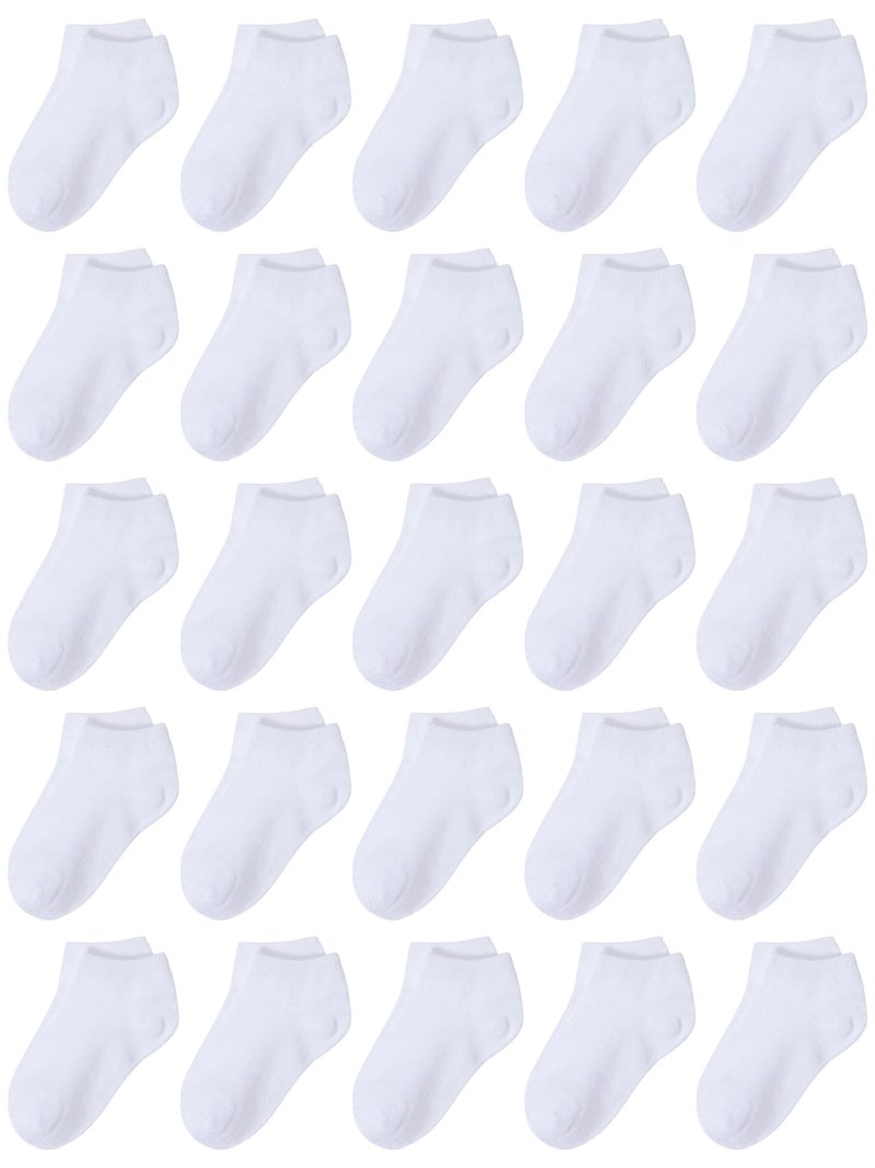 Cooraby 25 Pairs Kids' Socks Low Cut Socks Half Cushion Sport Ankle Athletic Socks for Boys Girls - Image 1