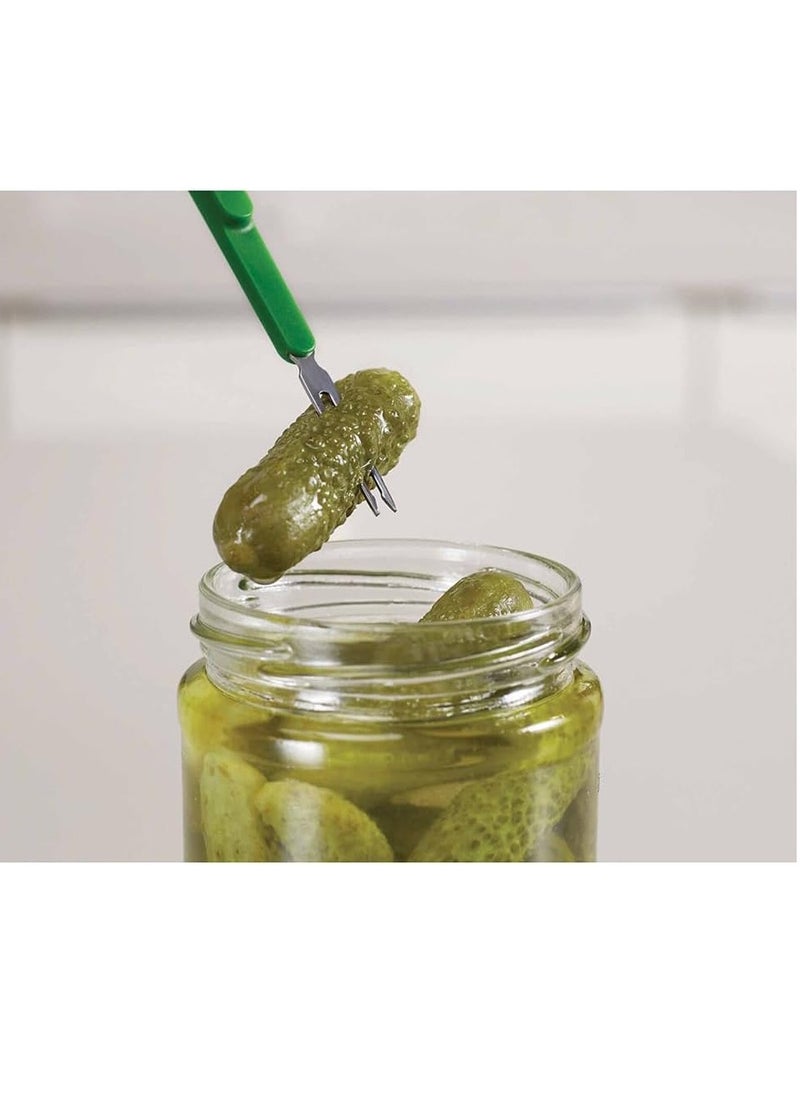 Joseph Joseph Joseph Joseph 2-Piece Scoop and Pick Jar Spoon and Fork, for olives in jars - Green  - Image 3