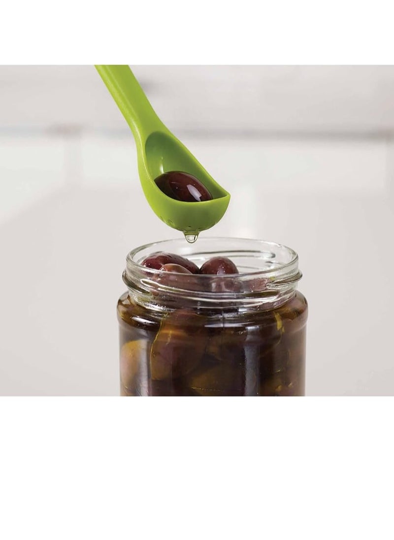 Joseph Joseph Joseph Joseph 2-Piece Scoop and Pick Jar Spoon and Fork, for olives in jars - Green  - Image 4