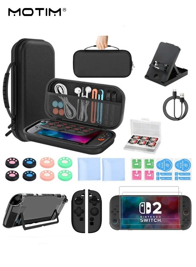 Motim 22-in-1 Switch2 Carrying Case for Nintendo Switch OLED, Portable Travel Case with Hard Cover Case, Console Case Screen Protector and Thumb Grip Caps, Carry bag with Game Holders for Switch OLED - Image 1