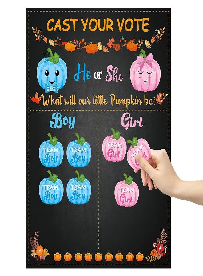 OSNIE Pumpkin Gender Reveal Party Games Cast Your Vote Poster with Team Boy Team Girl Stickers for He or She Halloween Thanksgiving What Will Our Little Pumpkin Be Gender Reveal Decorations Supplies - Image 1