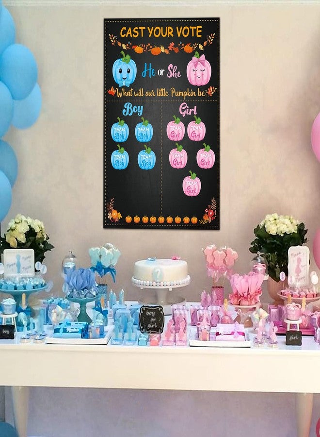 OSNIE Pumpkin Gender Reveal Party Games Cast Your Vote Poster with Team Boy Team Girl Stickers for He or She Halloween Thanksgiving What Will Our Little Pumpkin Be Gender Reveal Decorations Supplies - Image 4