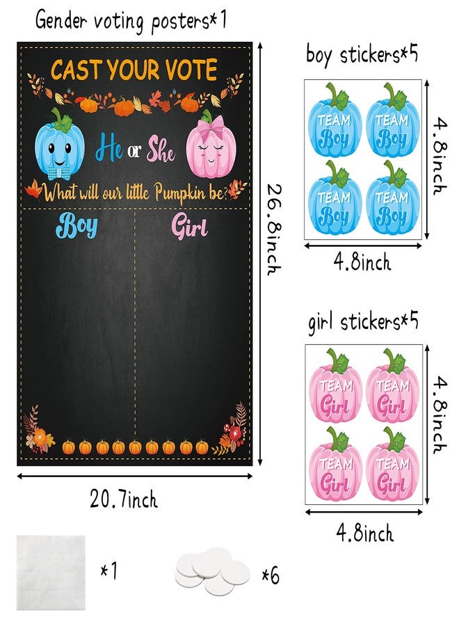 OSNIE Pumpkin Gender Reveal Party Games Cast Your Vote Poster with Team Boy Team Girl Stickers for He or She Halloween Thanksgiving What Will Our Little Pumpkin Be Gender Reveal Decorations Supplies - Image 2
