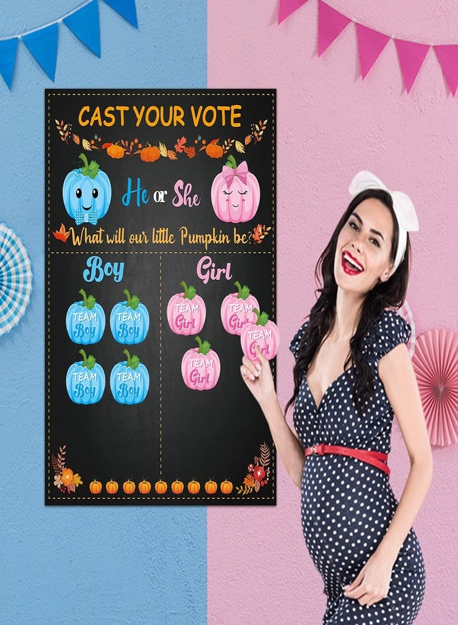OSNIE Pumpkin Gender Reveal Party Games Cast Your Vote Poster with Team Boy Team Girl Stickers for He or She Halloween Thanksgiving What Will Our Little Pumpkin Be Gender Reveal Decorations Supplies - Image 5