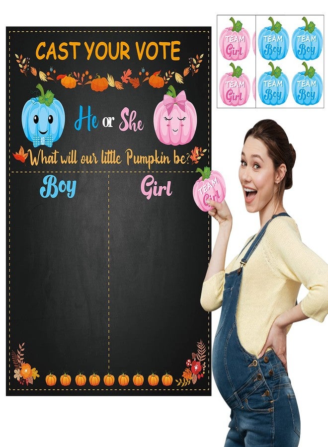 OSNIE Pumpkin Gender Reveal Party Games Cast Your Vote Poster with Team Boy Team Girl Stickers for He or She Halloween Thanksgiving What Will Our Little Pumpkin Be Gender Reveal Decorations Supplies - Image 3