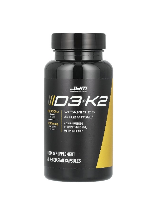 JYM Supplement Science - JYM Supplement Science, D3+K2, 60 Vegetarian Capsules - Image 1